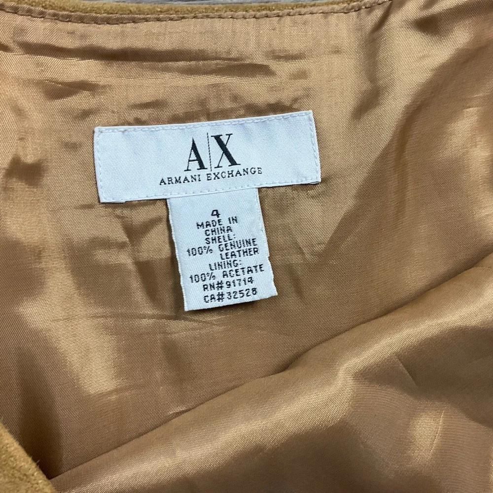 Vintage Y2K Armani‎ Exchange Genuine Suede Asymmetrical Hem Skirt 4 Camel Tan
